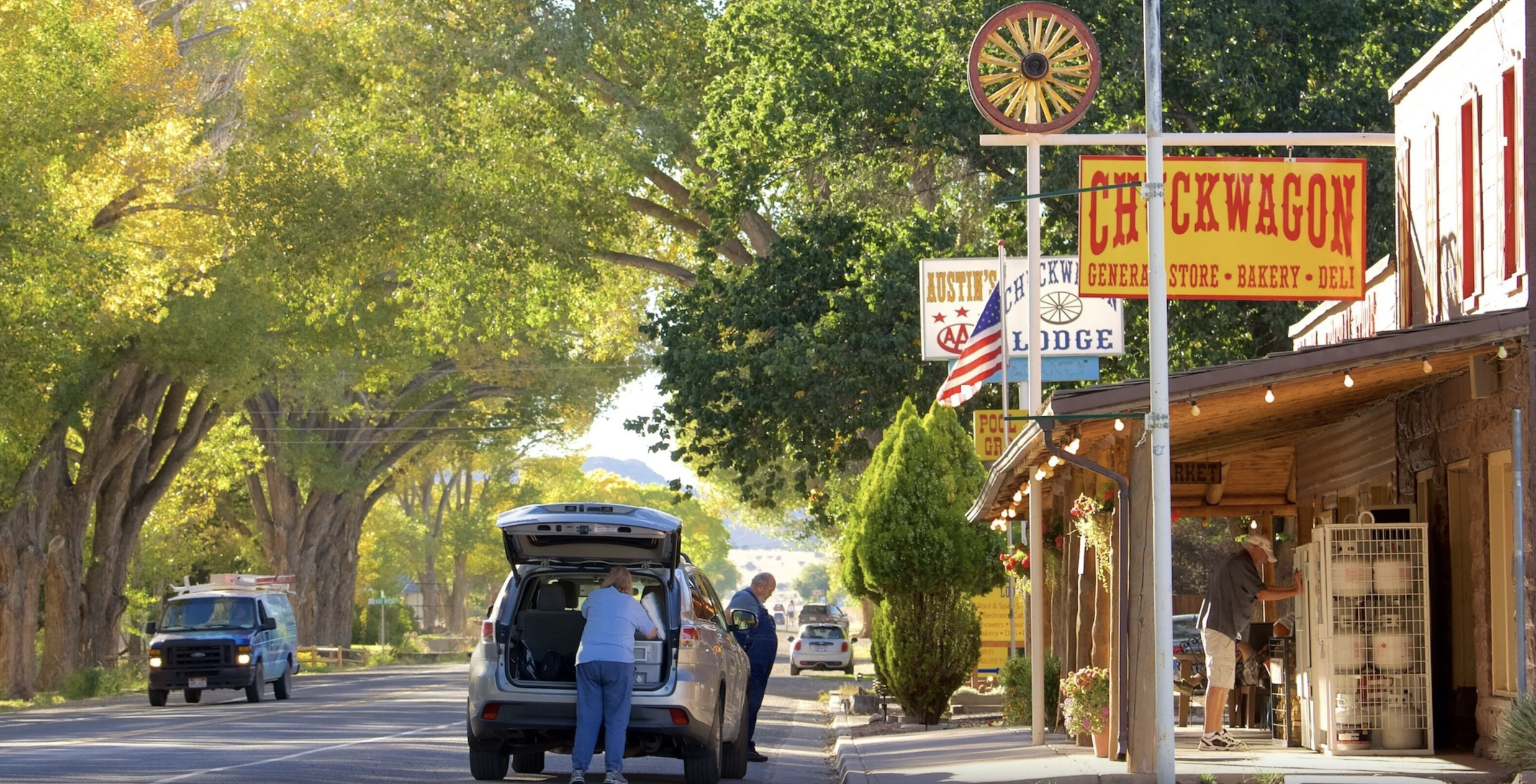 Austin's Chuckwagon Lodge motel and general store along the main road in Torrey, Utah